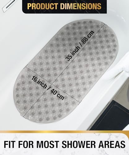 HITSLAM Bathtub Mat Non Slip, 35x16 Inch Bubble Oval Bath Tub Mat - Image 5