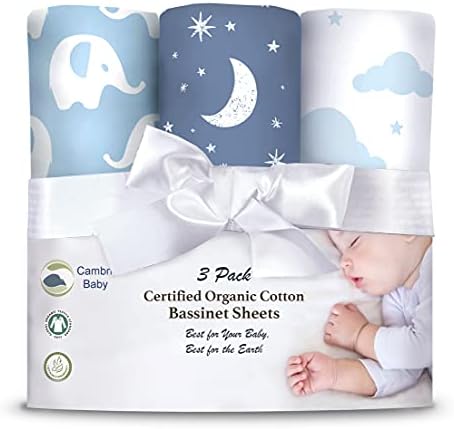 Cambria Baby 100% Organic Cotton Jersey Fitted Bassinet Sheets - Image 5