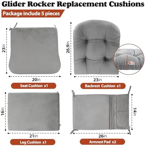 JZHLLA Glider Rocker Replacement Cushion Set - Image 3