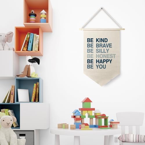 Qpenm Be Kind Be Brave Inspirational Boy Hanging Wall Canvas Banner - Image 2