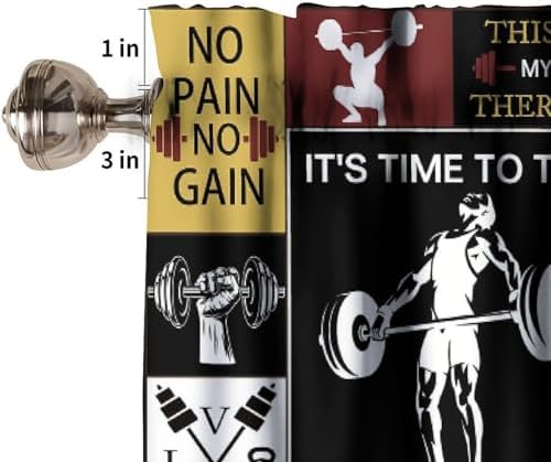 Weightlifting Valance Curtains Boys Teens Fitness Sport Lover Patchwork - Image 3