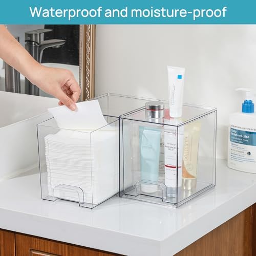 Vtopmart Clear Stackable Storage Drawers, 2 Pack Tall Plastic Organizers - Image 5