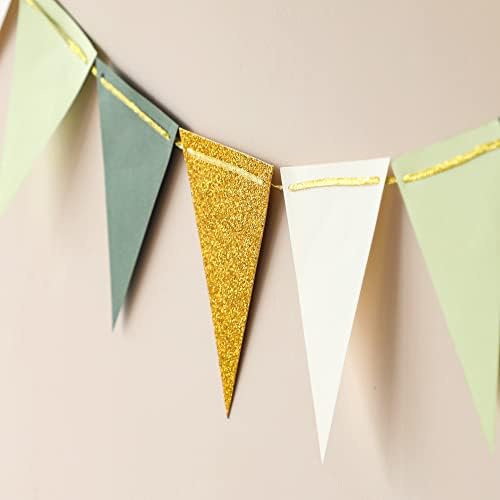 Fonder Mols Paper Pennant Party Decorations Large Gold Green, Triangle Flags - Image 5