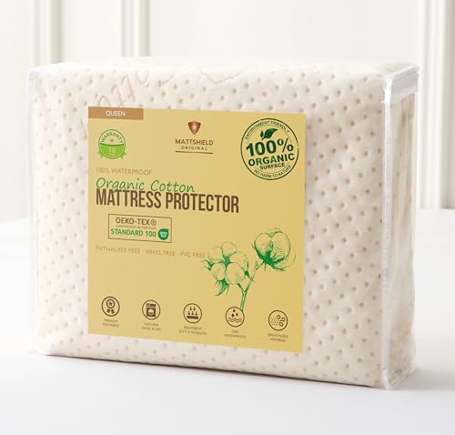 Luxury Waterproof Organic Mattress Protector Queen Size by MATTSHIELDORIGINAL
