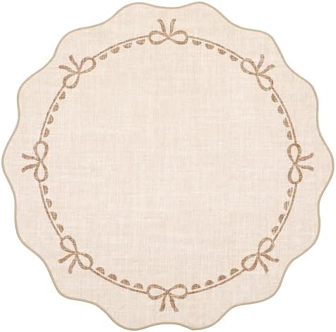 GarveeHome 5ft Round Rugs Washable Scalloped Bow Rug - Image 4