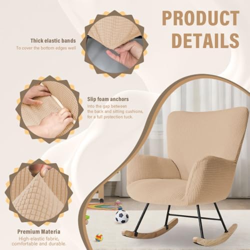 Nursery Rocking Chair Cover Stretch Glider Chair Covers Jacquard Modern Reading - Image 3