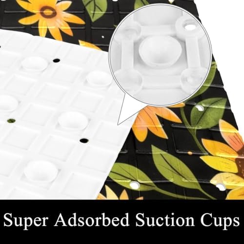 Shower Mat Non Slip, Sunflowers Pattern Anti Slip Bath Mat - Image 3