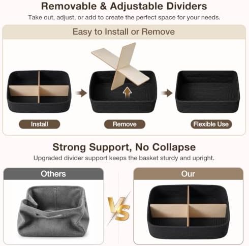 3 Pack Small Baskets for Organizing, Woven Storage Baskets for Shelves - Image 4