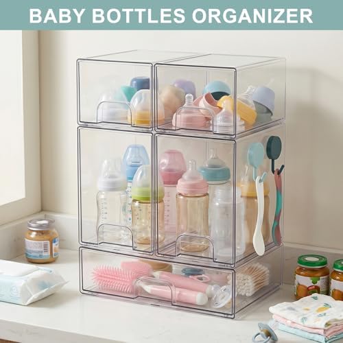 POLRAI 5 Pack Baby Bottle Organizer Stackable Storage Bins - Image 2
