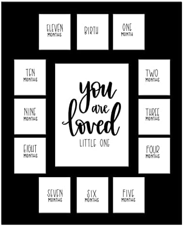 First Year Picture Mat with verse “You Are Loved Little One” Black mat 11x14 - Mat only no Frame Included