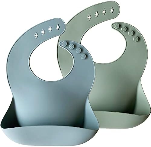 Moonkie Silicone Baby Bibs Set of 2, BPA Free Waterproof Baby Bibs by Moonkie