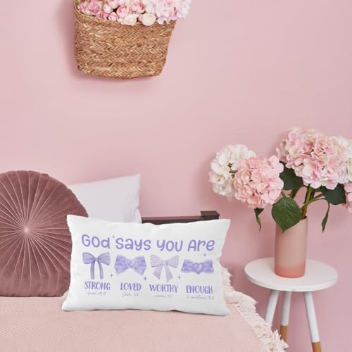 Purple Pillow Cover 12x20, Bow Coquette Room Decor - Image 3