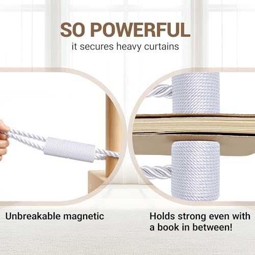 Hion Magnetic Curtain Tiebacks White 6pcs, Curtain Holdbacks Hooks Holders - Image 5