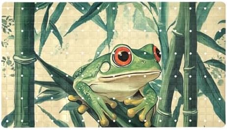 Bathtub Mat Non Slip 26.8x15.1In, Bamboo Green Frog Bath Mat by Anna+Cowper