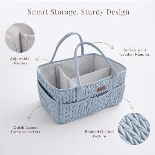 Konssy Baby Diaper Caddy Organizer, Braided Quilted Design - Image 3