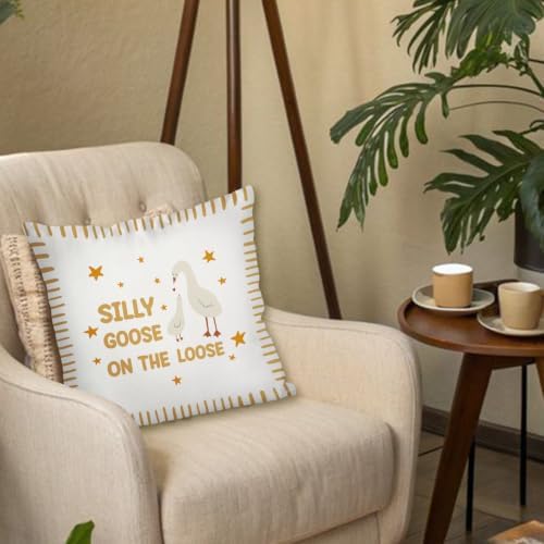 Yellow Silly Goose Pillow Cover Toddler Boy Bedroom Decor - Image 5