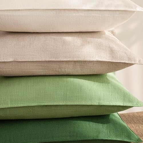 Foindtower Linen Solid Decorative Throw Pillow Covers 18x18 Inch Lime Green - Image 7