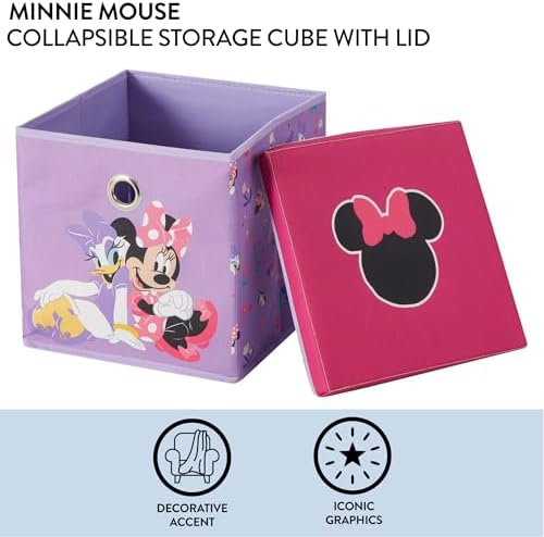 Idea Nuova Disney Minnie Mouse Collapsible Fabric Storage Cube, 10” Organizer - Image 2