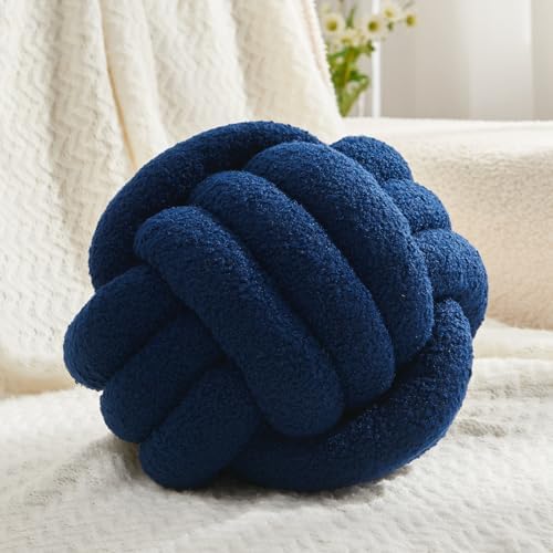 Petrella Navy Blue Knot Pillow Ball, 8 Inch Round Decorative Pillow by Petrellatoy