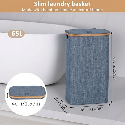 iEGrow 65L Slim Laundry Hamper, Narrow Laundry Basket - Image 2
