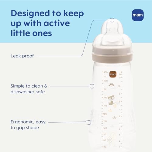 MAM 11oz Natural Flow Active Anti-Colic Baby Bottle, 4+ Mths, 2 Pack - Image 2