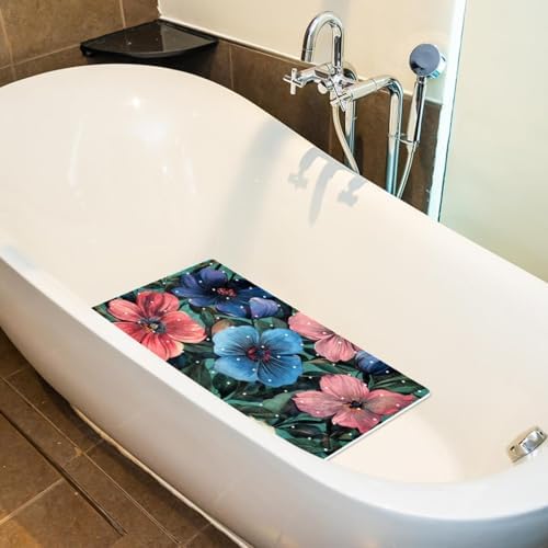 Bathtub Mat Non Slip 26.8x15.1 Inch, Florals Vintage Shower Mat - Image 5