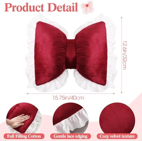Yousoontic 2 Pcs Bow Throw Pillows 15.7x12.6 in, Waffle Weave Fabric - Image 2