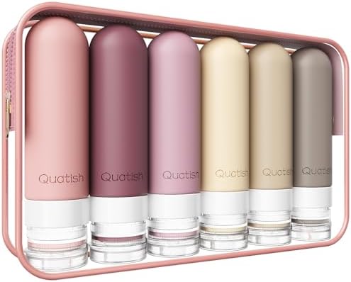 Quatish Travel Bottles for Toiletries 6 Pack, Original Patented Leakproof 3 oz by Quatish