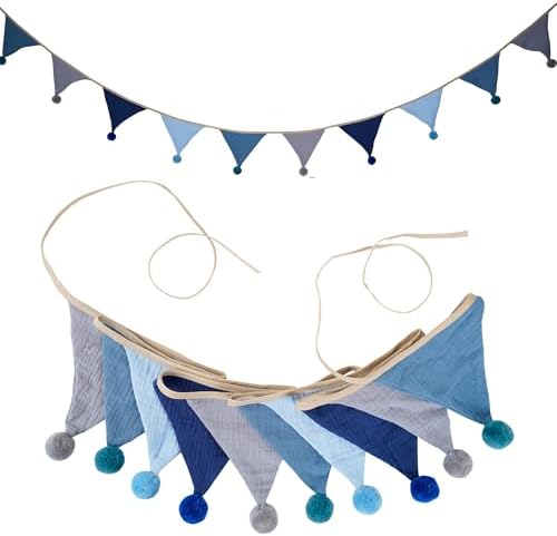 Fabric Bunting Banner, 2 Pack Handmade Neutral String Banner by JIALITFUN