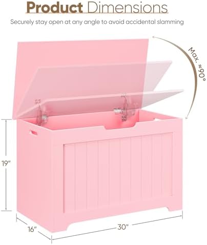 Wooden Storage Chest Box with Flip-top Lid & Safety Hinge, Living Room Organizer - Image 7