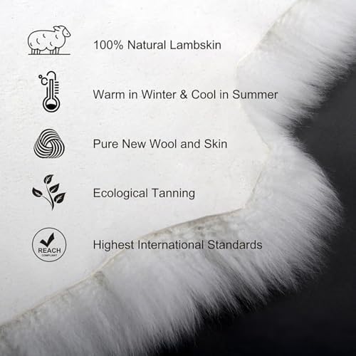 Genuine Real NZ Sheepskin Area Rug Fluffy Lambskin Wool Beige 2 x 3.2ft - Image 3