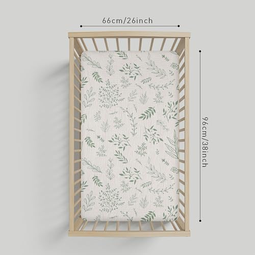 Muslin Pack N Play Sheets Fitted 2 Pack, Mini Crib Mattress Sheets Stretchy - Image 3