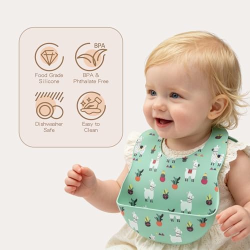 Silicone Baby Bibs 2 Sets, Adjustable Waterproof Baby Bibs - Image 2