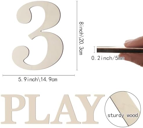 Wooden Numbers 8 Inch Large Paintable Wood Number 3 - Image 2