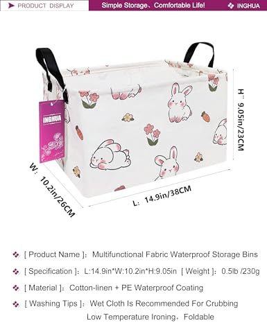 Rectangular Rabbit Storage Basket Gift Bag - Image 2