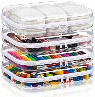Clear Hard Shell Zipper Case, 4 Pack Diaper Bag Organizer Pouches, Toiletry Bag by Unknown