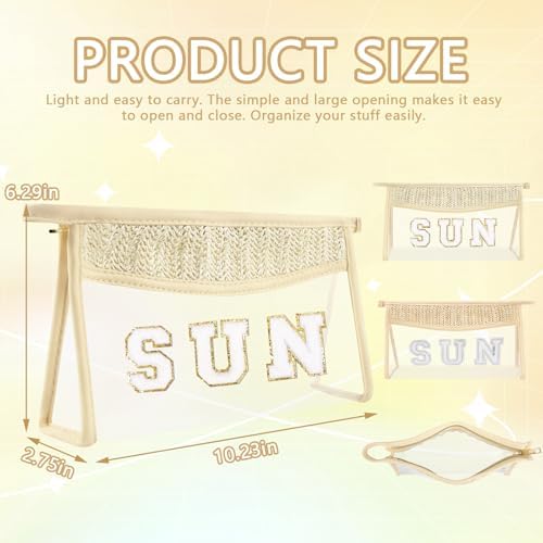 Iqimott 2Pcs Preppy Patch Sun Bag Makeup Letter Bag, Boho Letter Sun Bags - Image 2