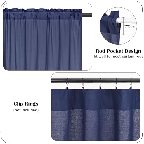FRAMICS Farmhouse Valance Curtains, Boho Cotton Linen Kitchen Valance, Rustic - Image 6