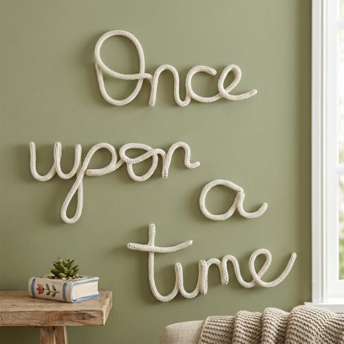 Barydat 4 Pcs Once Upon a Time Letters Nursery Decor Woven Sign - Image 3