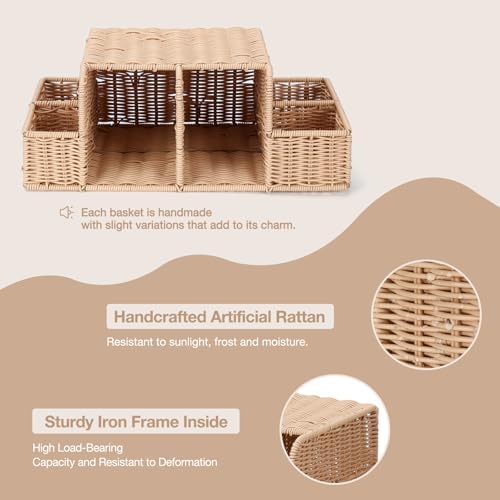 Diaper Caddy Organizer, Hand Rattan Nursery Storage Basket - Image 5