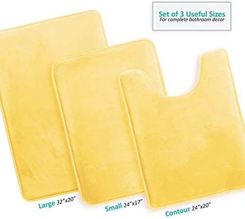 Clara Clark 3 Piece Bathroom Rugs Bath Mat Set, Velvet Memory Foam Bath Mats - Image 3