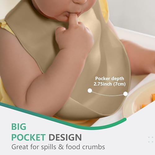 Cuddle Campus Set of 3 Silicone Bibs, Soft Adjustable Bibs - Image 4