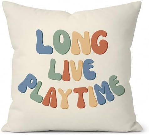 Long Live Playtime Pillow Cover 18x18, Kids Room Playroom Decor by Unknown