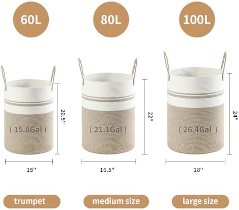 Laundry Basket Hamper Tall Rope Storage Woven - Image 4