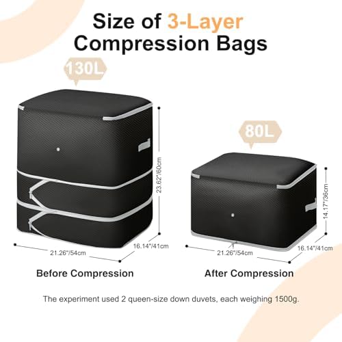 Comforter Storage Bag - 130L Large Capacity Blanket Storage Bags 3-Layer Ultra - Image 2