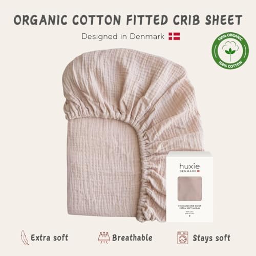 Crib Sheets, 100% Organic Cotton Muslin, Fitted 28"x52" Standard - Image 5