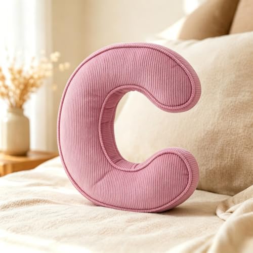 Pink Letter Plush Pillow, Letter Hugging Throw Pillows, Decorative Corduroy by Shapeazy
