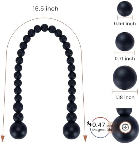 KLOGTSIND Magnetic Curtain Tiebacks, 6 Pack Wood Bead Curtain Holdbacks - Image 3