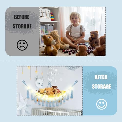 CERETIA Stuffed Animal Hammock Corner Plushie Net Storage, Jumbo Baby Blue - Image 4