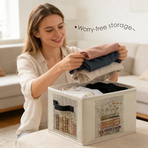 Vintage Floral Book Storage Bins Box - Image 2